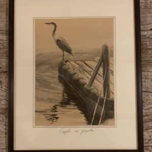 Grafika – „Czapla na przystani”